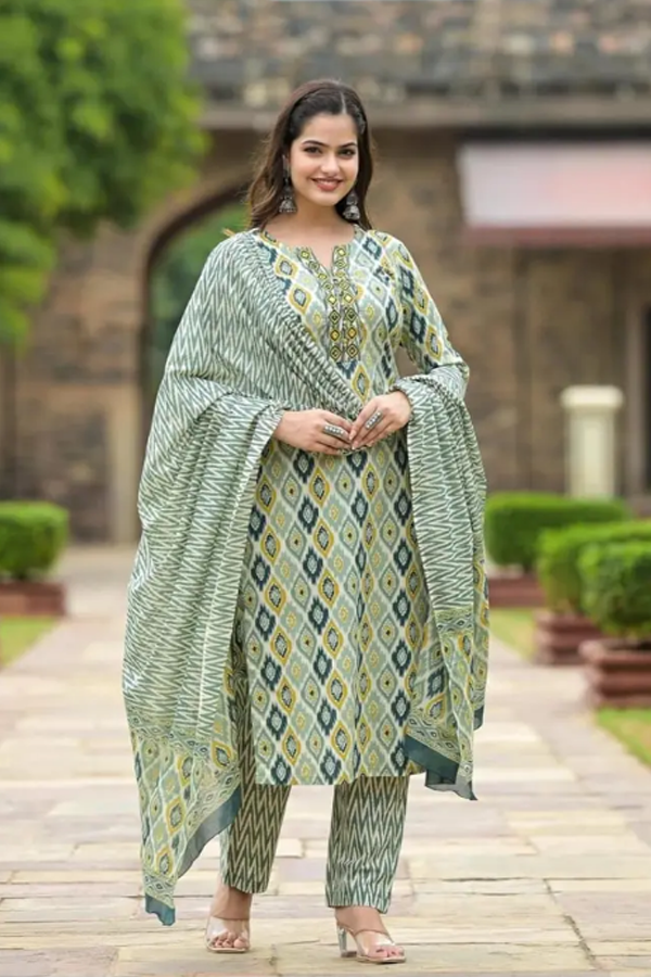 Women’s Viscose Rayon Kurta Pant Dupatta Set – Ethnic Wear for Festive & Casual Occasions