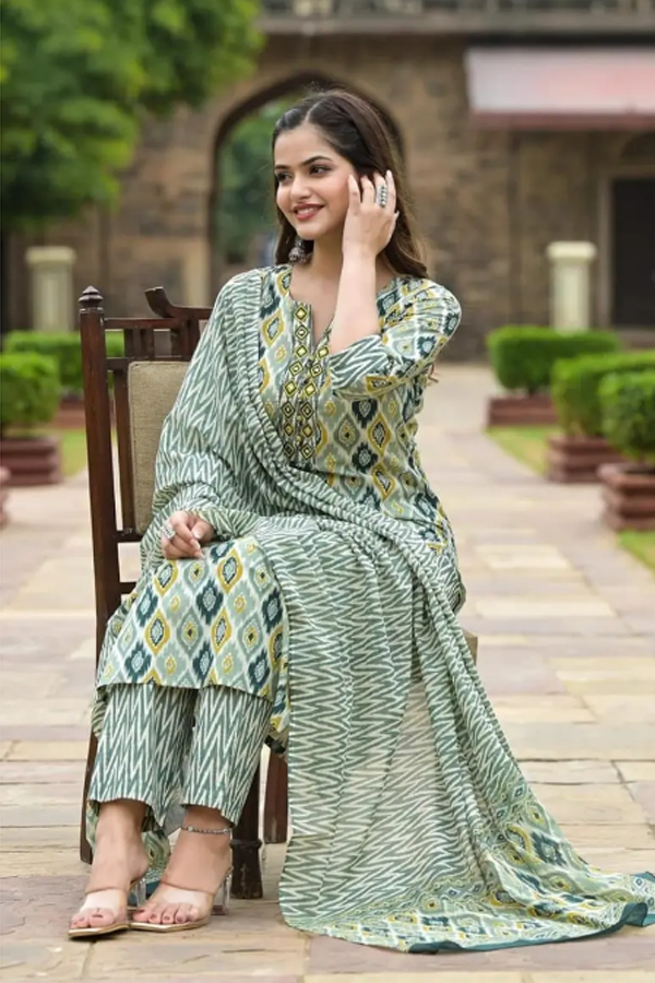 Women’s Viscose Rayon Kurta Pant Dupatta Set – Ethnic Wear for Festive & Casual Occasions